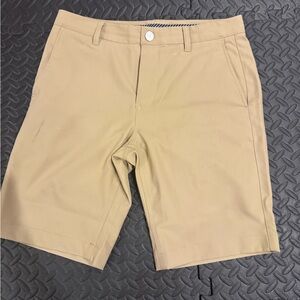 Bonobos Men Golf Shorts Tan Chino Performance Flat Front Stretch 30 10" Inseam